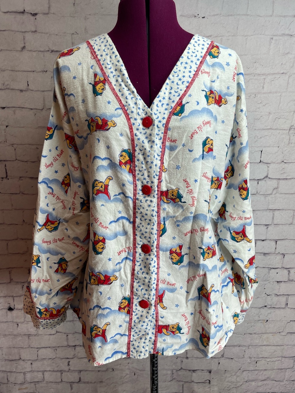 Disney Pooh pajama top long sleeve flannel size XXL